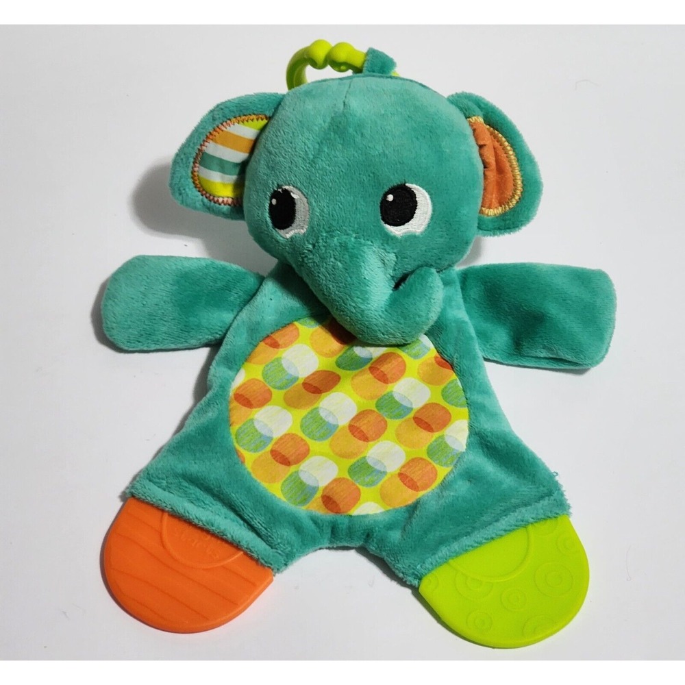 Bright Starts Green ELEPHANT Crinkle Teether Polka Dots Crib Toy 9"